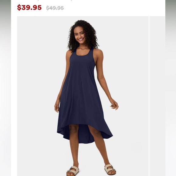 Halara Backless Racerback Side Pocket High Low Flowy Midi Quick Dry Casual Dress - Picture 4 of 9
